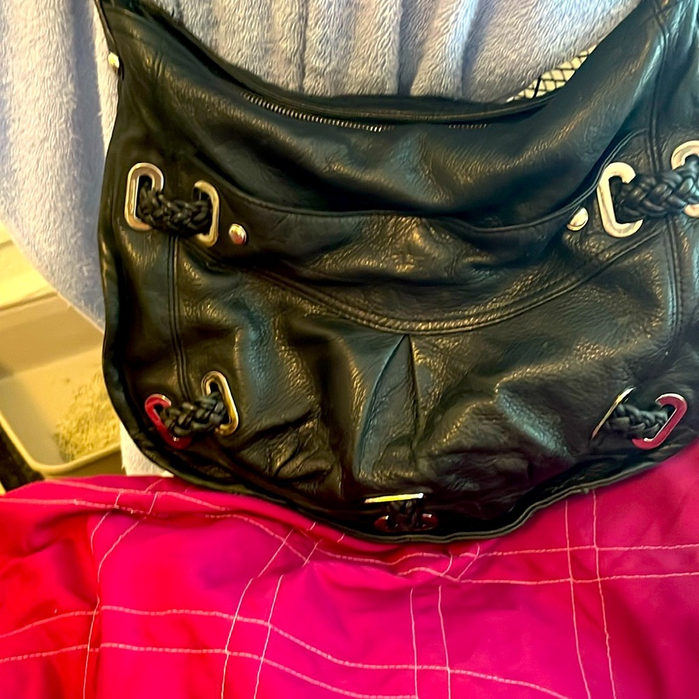Hobo black real leather purse.